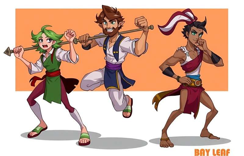 Bay Leaf Brawl Future Characters Concept art for upcoming Bay Leaf Brawl characters from Northeast India